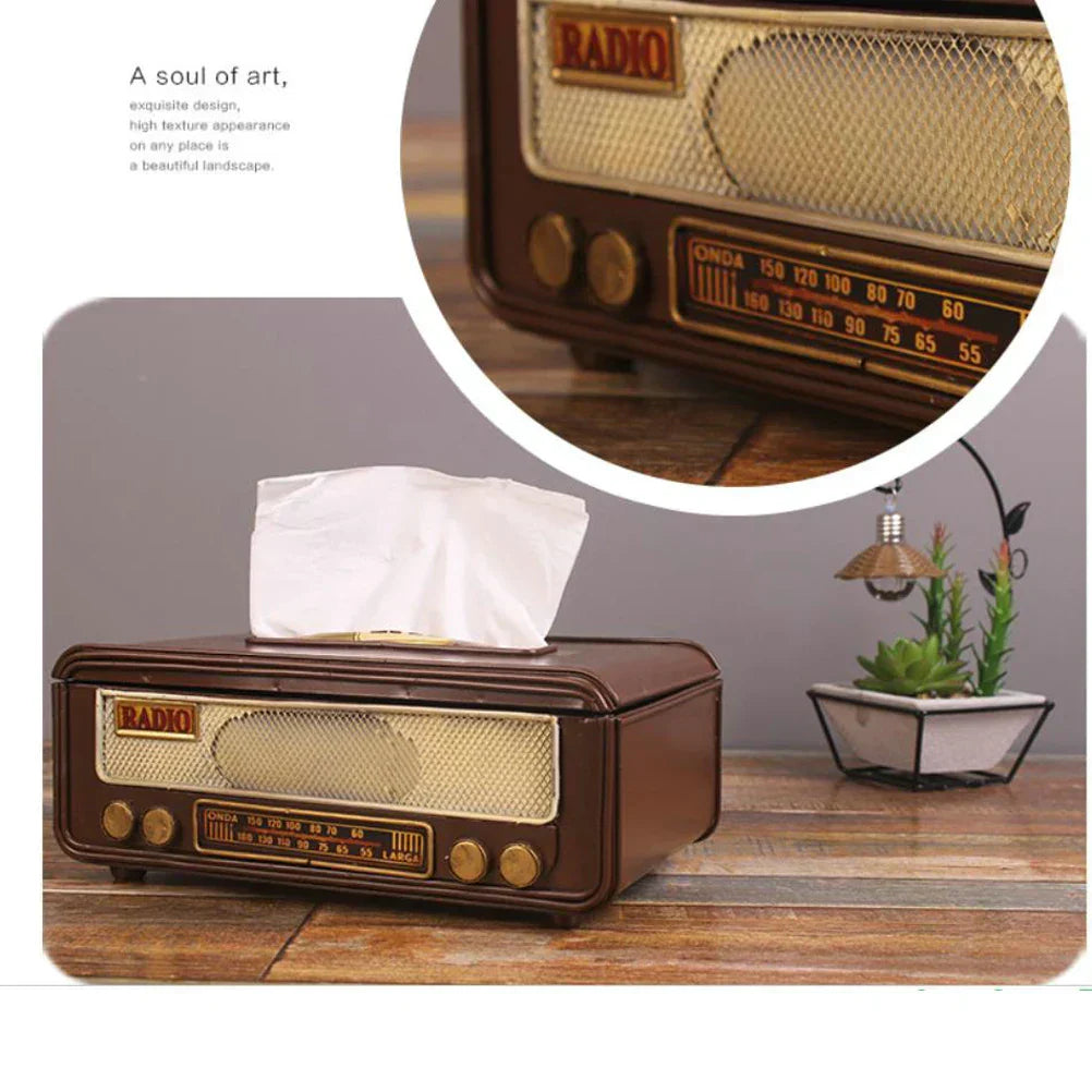 Retro Radio Tissue Box β Paper Towel Holder for Home, Bar & Office