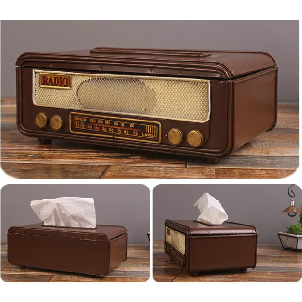 Retro Radio Tissue Box β Paper Towel Holder for Home, Bar & Office