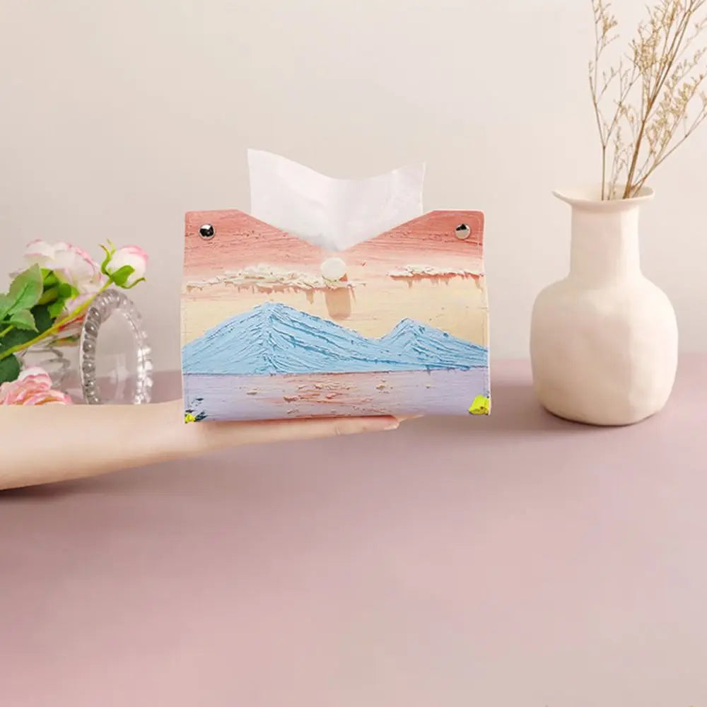 Pink Leather Tissue Box,Large Storage Napkin Holder, Durable & Creative