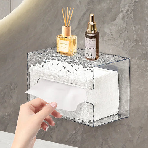Glacier Style Wall Mounted Acrylic Tissue Box, Bathroom Tissue Holder, Acrylic Tissue Box